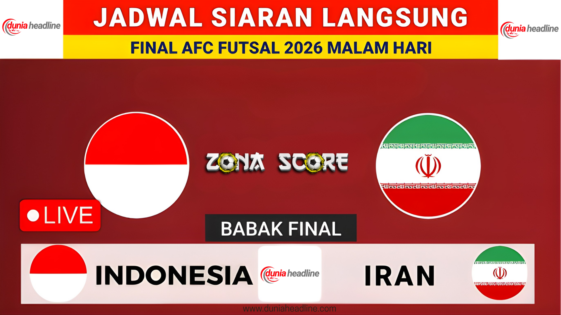 Jadwal Final AFC Futsal Asian Cup 2026 Indonesia vs Iran
