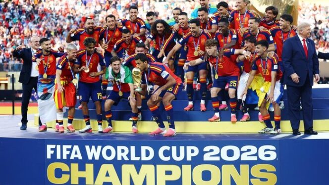 
					Spanyol menerima hadiah sekitar Rp914 miliar setelah menjuarai Piala Dunia FIFA 2026.