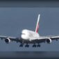 Pesawat Airbus A380 Emirates di apron bandara.